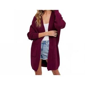 NEW BLUIVY batwing sleeve open cardigan in plum
